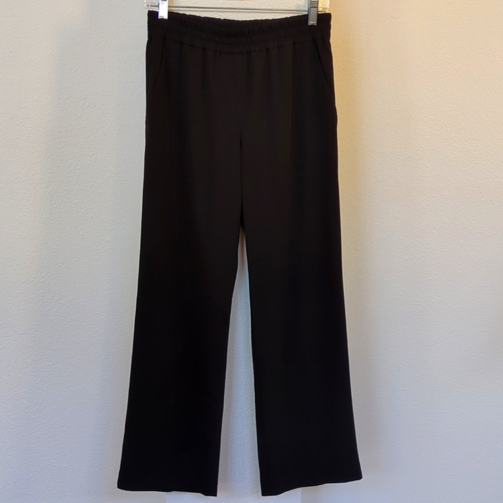 LOFT Black Wide-Leg Pull-On Pants